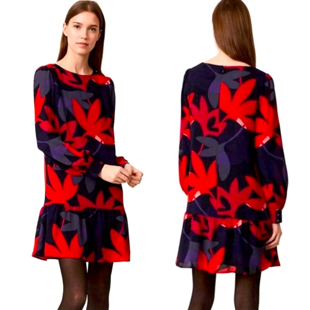 LOFT Floral Drop Waist Slip Dress L